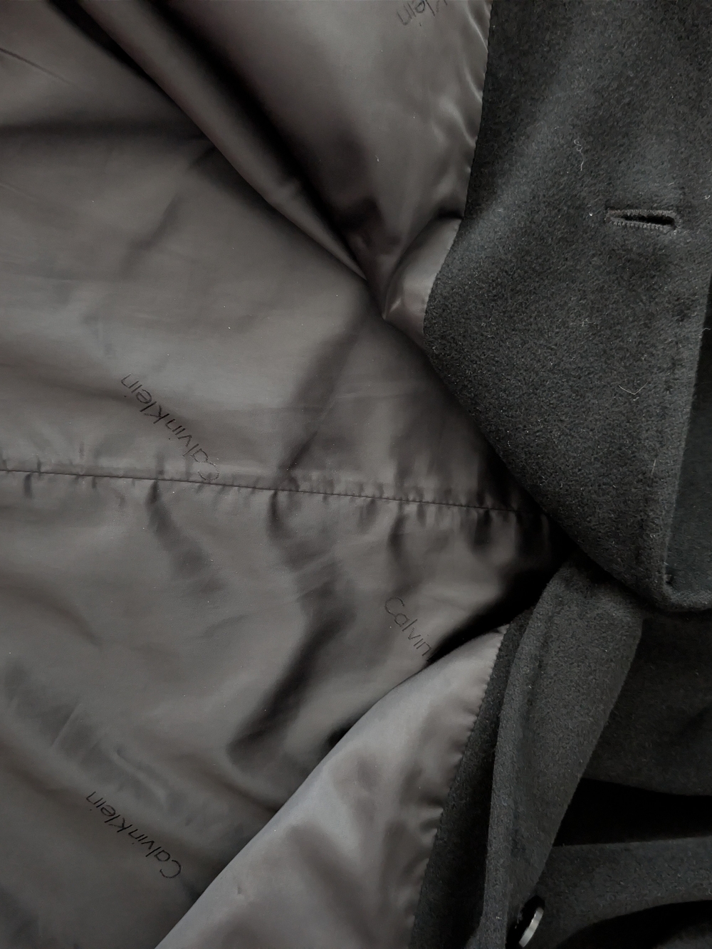 Calvin Klein Vintage 65% Angora Wool Car Coat Black Minimalist Jacket Sz 10 - Picture 8 of 10